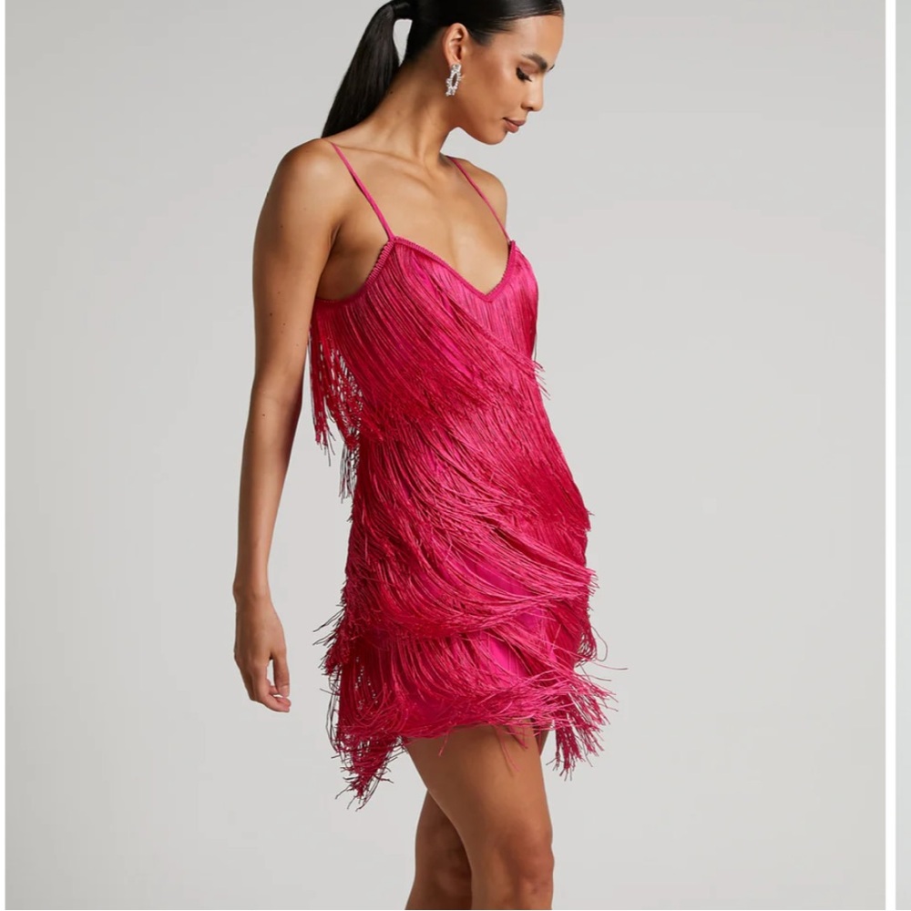 Showpo Pink Fringe Dress